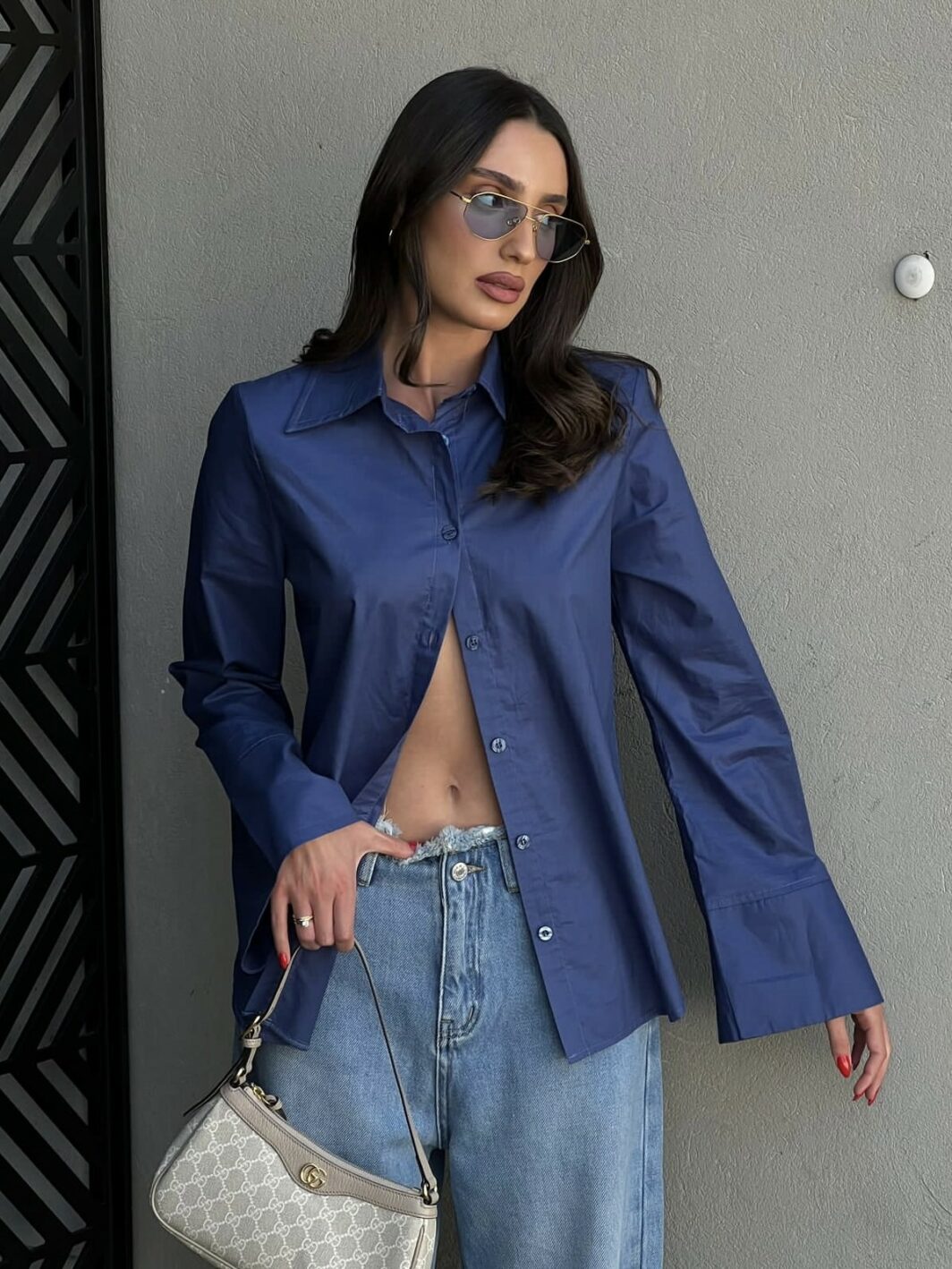חולצה מכופתרת פמי - כחולה