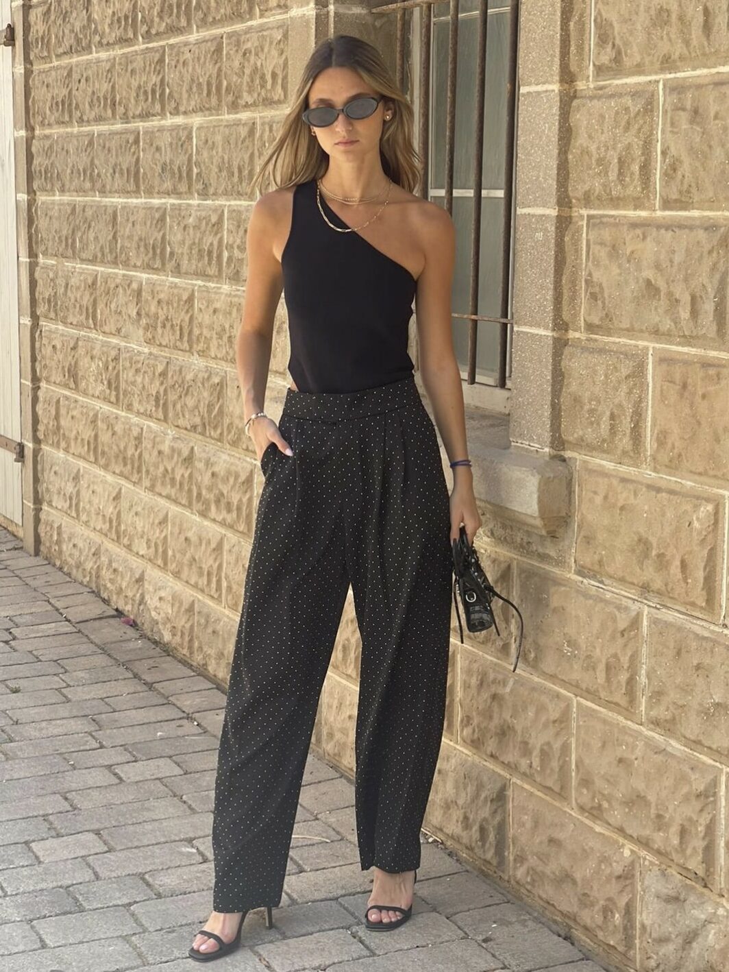 ⁦מכנס ניטים רואי - שחור⁩ – תמונה ⁦2⁩