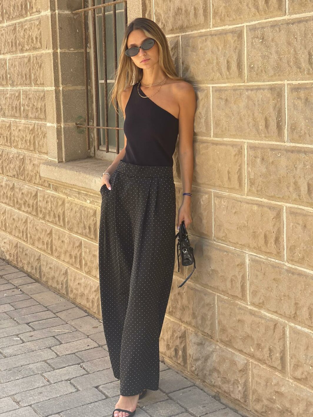 ⁦מכנס ניטים רואי - שחור⁩ – תמונה ⁦3⁩