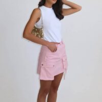 ⁦חצאית מיני סואי - ורודה⁩ – תמונה ⁦5⁩