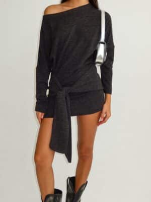 שמלת_סריג_מיני_קשירה_סטפנו_אפורה_2