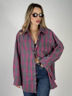 חולצה_מכופתרת_ריבי_משובץ_אפור_ורוד_1