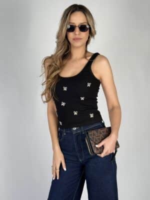 גופייה פרפרים שחורה 1