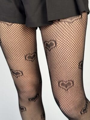 גרביון תחרה שחור לבבות 2