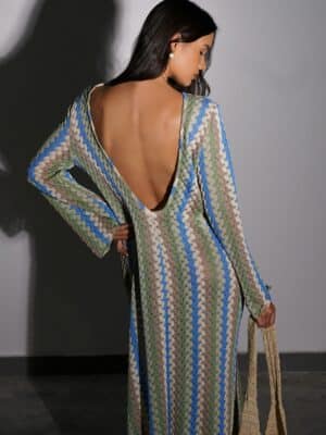 שמלת חוף מקסי טומזו ירוק כחול 2