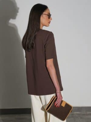 חולצת בייסיק כריות טורי קצרה חומה 2