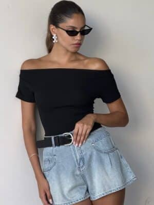 מכנס ג׳ינס קצר ג׳ין תכלת 1