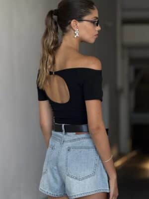 מכנס ג׳ינס קצר ג׳ין תכלת 2