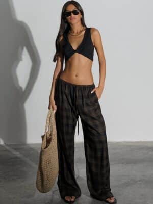 מכנס ארוך משובץ פלמרו חום 2