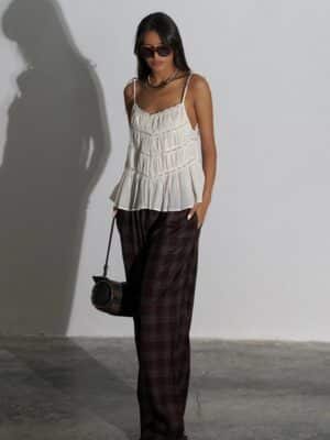 מכנס ארוך משובץ פלמרו בורדו 2