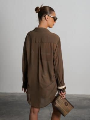 חולצה מכופתרת אריקה חומה 2