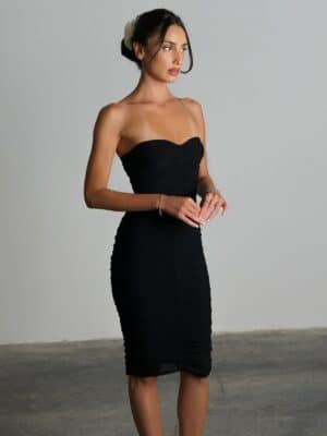 שמלת סטרפלס מידי אנדרסון שחורה 1
