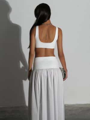 חליפת חצאית מקסי וטופ מדאוס לבנה 2