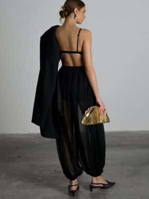 מכנס שיפון ארוך ניקסה שחור 2