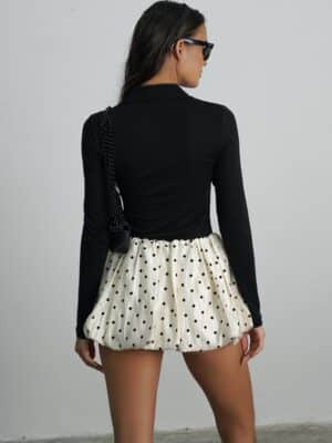 חצאית מיני בלון סוויטי שמנת נקודות 2